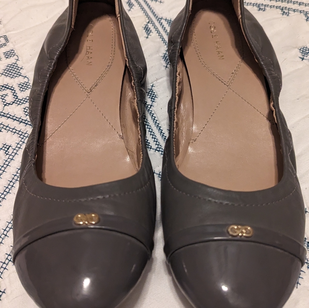 Cole Haan Grey Leather Ballet Flats - Size 10B